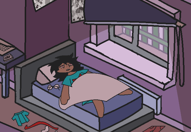 A nameless sleeping in their bed.