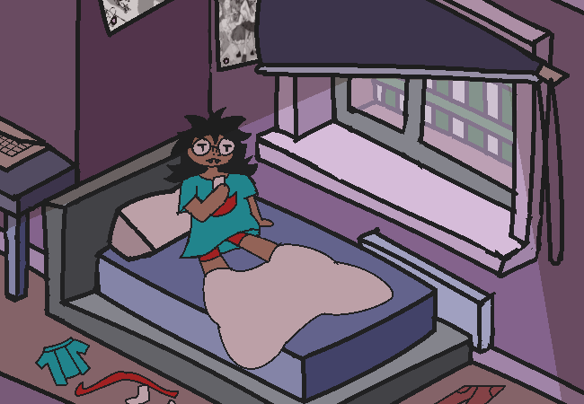 The nameless person rushing out of bed.